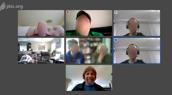Edited for privacy, talking with my faceless friends Video Conf with Friends