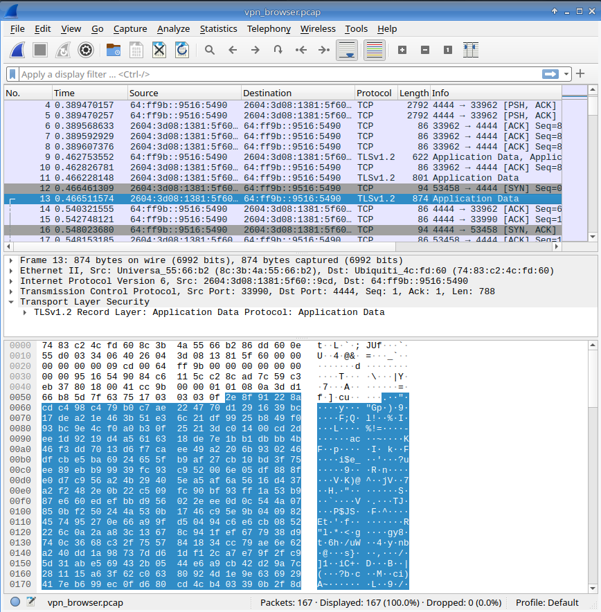 Wireshark Browser-Client VPN